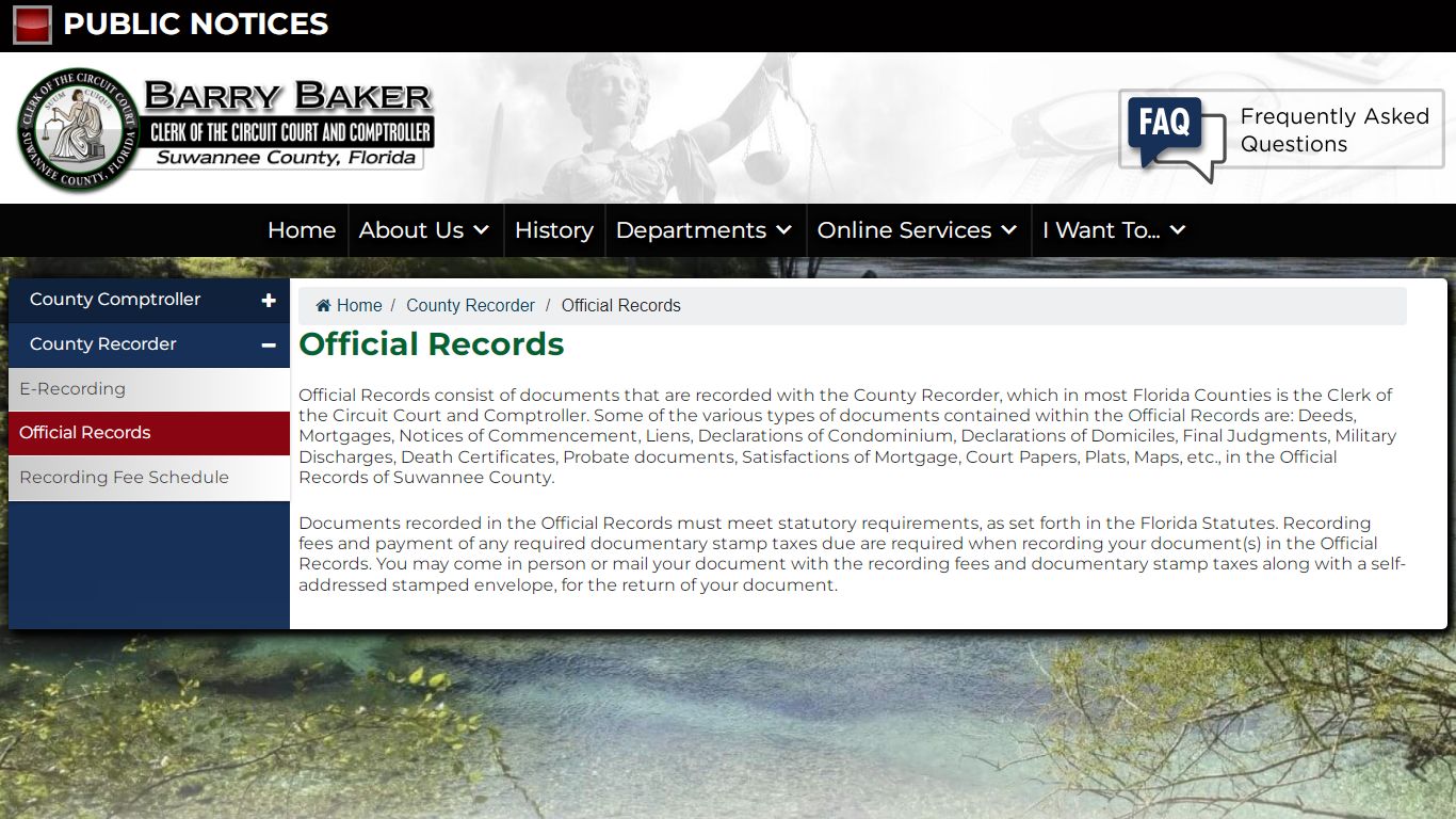 Official Records – Suwannee County Clerk of the Circuit Court
